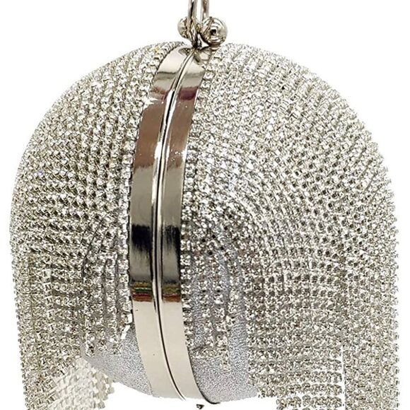 Dazzling Crystal Fringe Ball Bangle Clutch Purse • NWOT - Picture 6 of 13